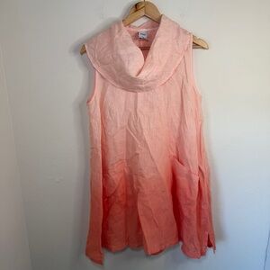 Match Point Dress Women's SM Coral Garment Dye Sleeveless Cowl Neck Linen Resort